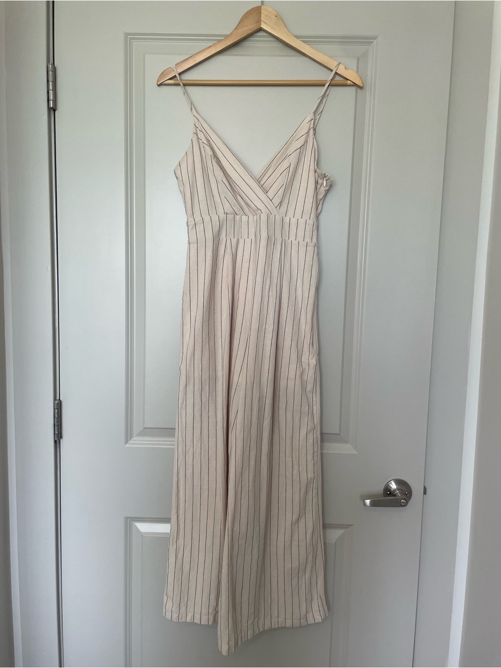 Altar'd State Beige Striped Jumpsuit with Bow